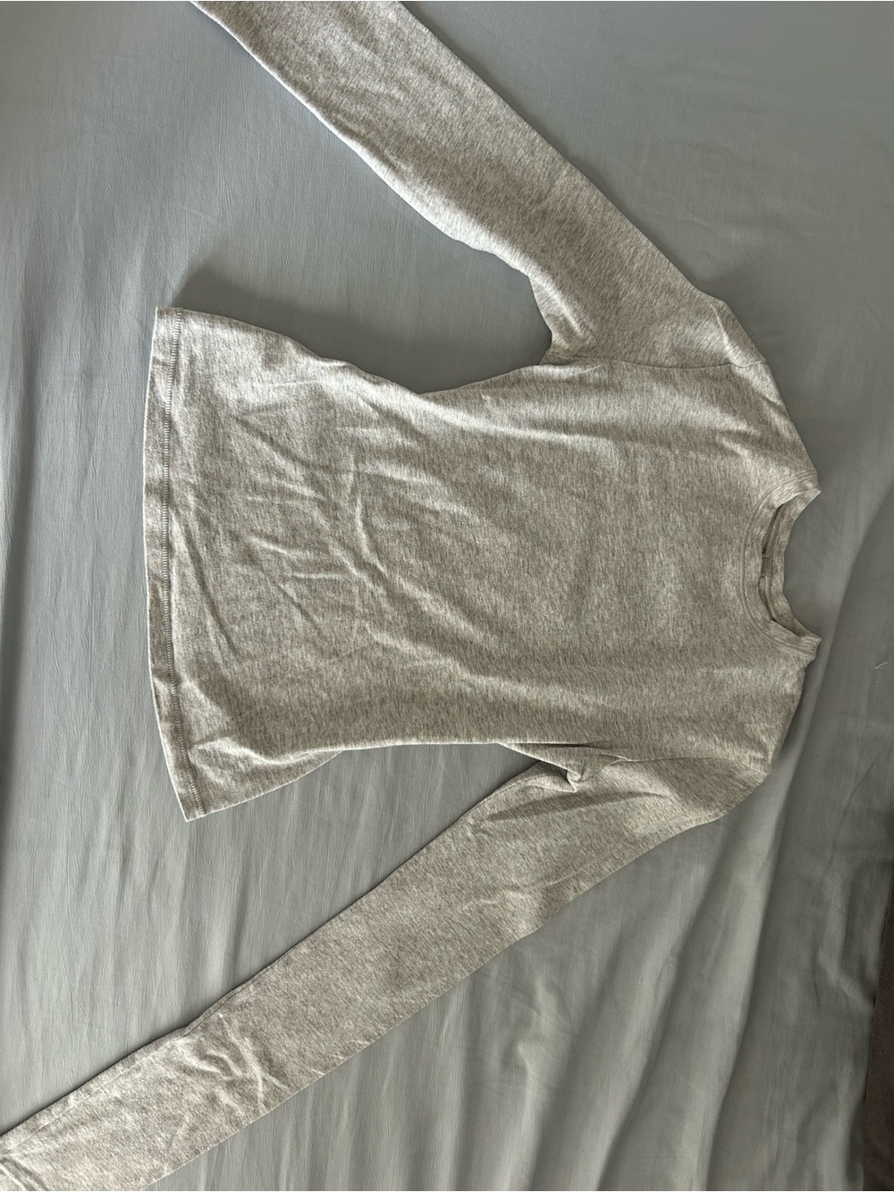 Skims Cotton Jersey Long Sleeve T-Shirt in Light Heather Gray Size XS Like New